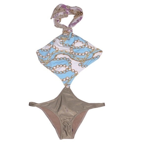 NWT CIA.MARITIMA Brazilian Printed Halter Swimsuit size large - Picture 1 of 9